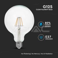 LED Bulb - 6W Filament E27 G125 Clear Cover 6400K