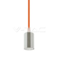 Chrome Metal Cup Pendant Light Orange