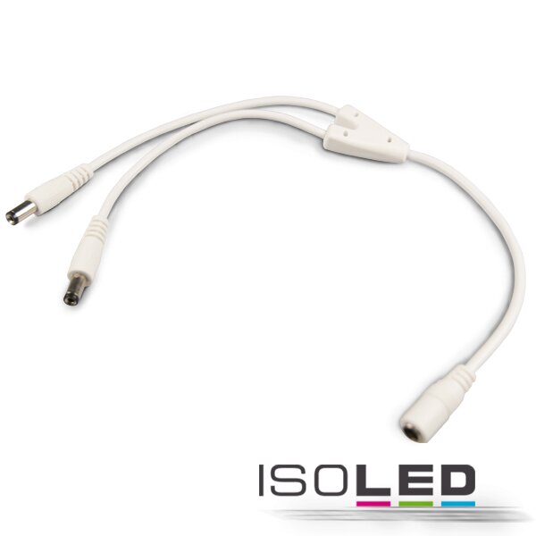 2-fach Rundsteck-Verteiler (max. 5A), 1x IN, 2x OUT, weiß