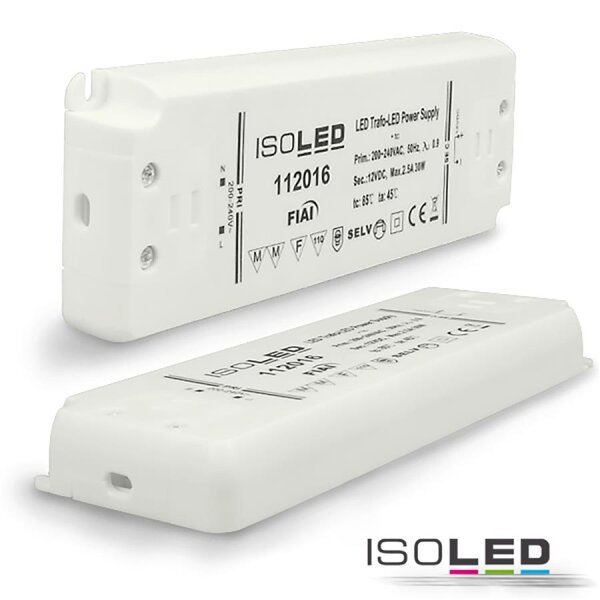 LED Trafo 12V/DC, 0-30W, SELV, ultraflach, ultraschmal