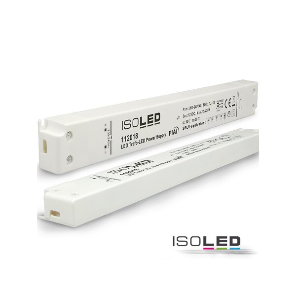 LED Trafo 12V/DC, 0-30W, SELV, ultraflach, schmal