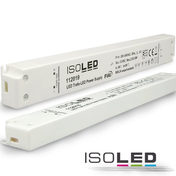 LED Trafo 24V/DC, 0-30W, SELV, ultraflach, ultraschmal