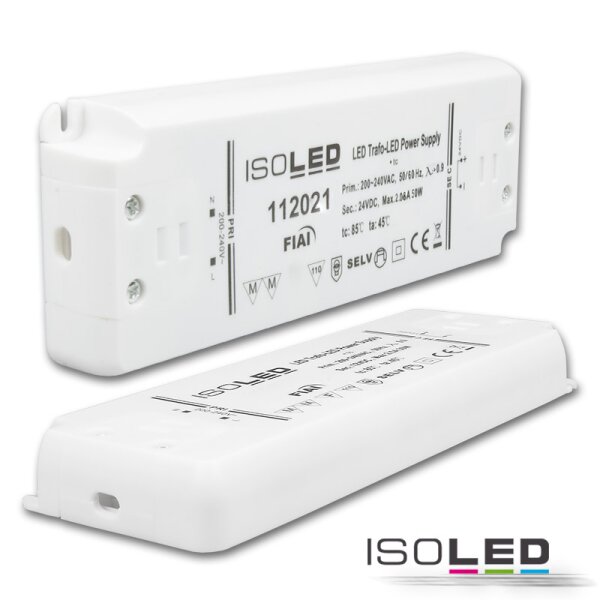 LED Trafo 24V/DC, 0-50W, SELV, ultraflach
