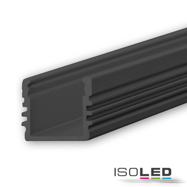 LED Aufbauprofil SURF12 Aluminium schwarz pulverbeschichtet RAL 9005, 200cm