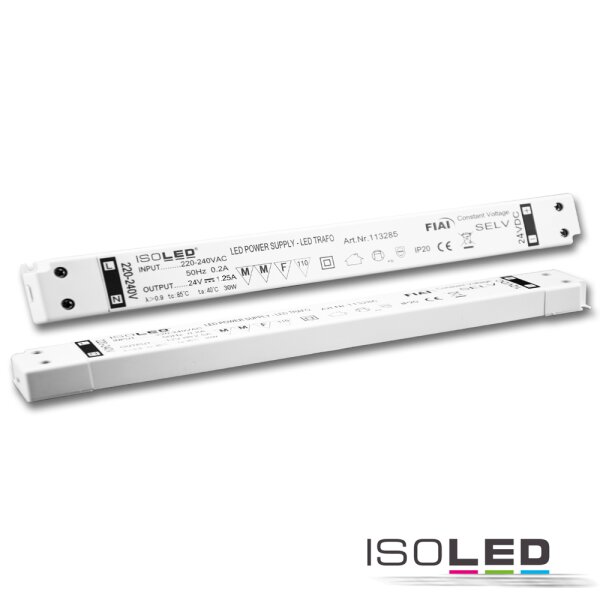 LED Trafo 24V/DC, 0-30W, SELV, ultraflach, ultraschmal