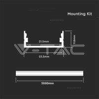 Led Strip Mounting Kit With Diffuser  2000* 23.5*10MM Milky