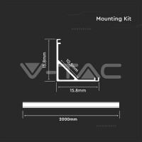 Led Strip Mounting Kit With Diffuser  2000* 15.8*15.8MM Milky