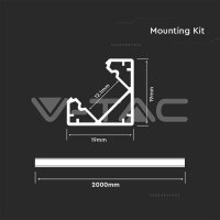 Led Strip Mounting Kit With Diffuser  2000* 19*19MM Milky