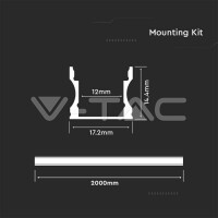 Led Strip Mounting Kit With Diffuser  2000* 17.2*15.5MM White Housing