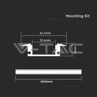 Led Strip Mounting Kit With Diffuser  2000* 24.7*7MM White Housing