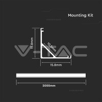 Led Strip Mounting Kit With Diffuser  2000* 15.8*15.8MM White Housing