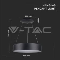 30W LED SURFACE SMOOTH PENDANT LIGHT 3000K BLACK DIMMABLE