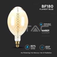 8W BF180 LED AMBER DOUBLE FILAMENT BULB 2000K E27 DIMMABLE