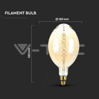 8W BF180 LED AMBER DOUBLE FILAMENT BULB 2000K E27 DIMMABLE