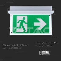 2W-LED RECESSED FIXED EMERGENCY EXIT LIGHT-LED BY SAMSUNG-6000K