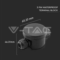 BLACK 3 PIN TERMINAL BLOCK( 5-9MM )-IP66