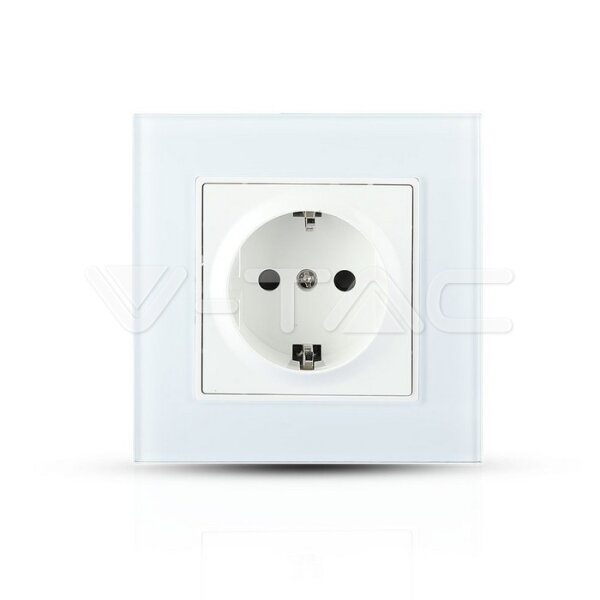 16A EU SINGLE SOCKET WHITE GLASS FINISH