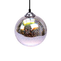 LED PENDANT LIGHT HOLDER E27 WITH 3D GLASS LAMPSHADE -200MM