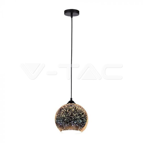 LED PENDANT LIGHT HOLDER E27 WITH 3D GLASS LAMPSHADE -250MM
