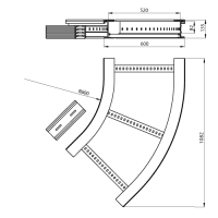 Unex Flachbogen 45° 135x600 R600 aus U23X