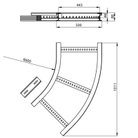 Unex Flachbogen 45° 85x500 R600 aus U23X