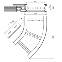 Unex Flachbogen 45° 135x400 R300 aus U23X