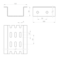 Unex Omega-Profil gelocht 0,50m aus Epoxy Stahl