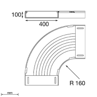 Unex Flachbogen 90° 100x400 aus U48X