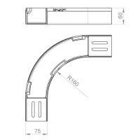 Unex Flachbogen 90° 60x75 aus U23X