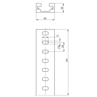 Unex Isolierende Tragschiene lichtgrau 25x50x2000 mm aus...
