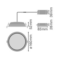 DL ALU DN150 14W/3000K WT IP44     LEDV