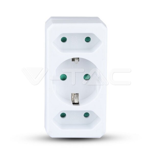 ADAPTER WITH 2 EURO-SOCKET X 2.5A,1 SOCKET 16A 250V(LABEL+POLYBAG)-WHITE