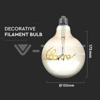 G125-E27-5W-LED FILAMENT BULB AMBER GLASS-2200K