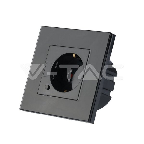 EU WIFI WALL SOCKET ( BLACK GLASS )-COMPATIBLE WITH AMAZON ALEXA AND GOOGLE HOME
