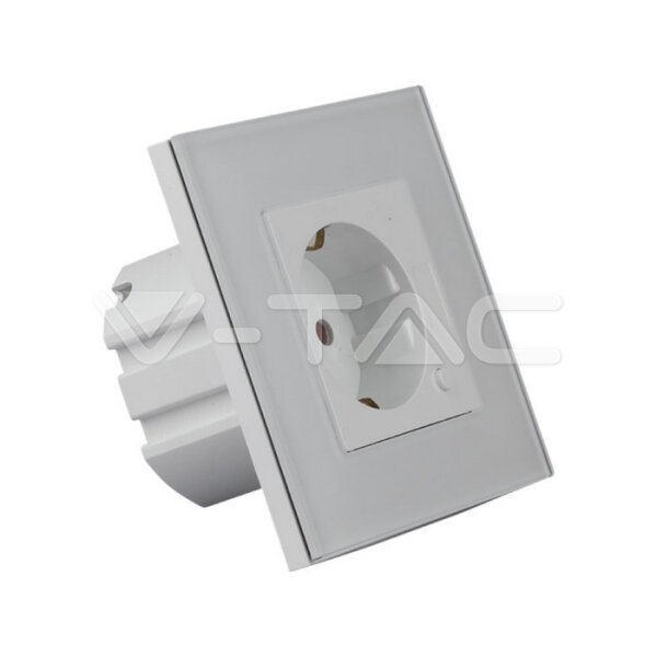 EU WIFI WALL SOCKET ( WHITE GLASS )-COMPATIBLE WITH AMAZON ALEXA AND GOOGLE HOME
