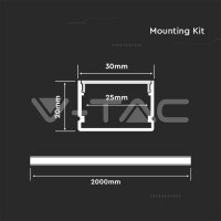 Led Strip Mounting Kit With Diffuser  2000*30*20MM Milky