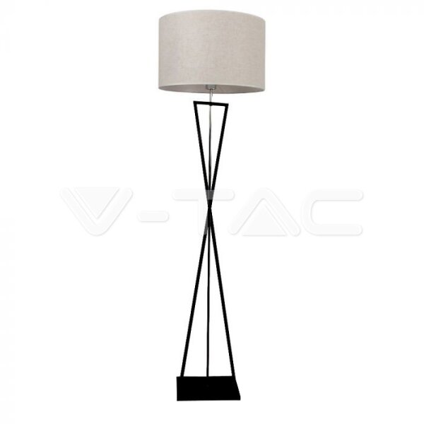 DESIGNER FLOORLAMP WITH IVORY LAMPSHADE-RD-BLACK METAL CANOPY+SWITCH