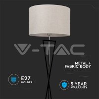 DESIGNER FLOORLAMP WITH IVORY LAMPSHADE-RD-BLACK METAL CANOPY+SWITCH