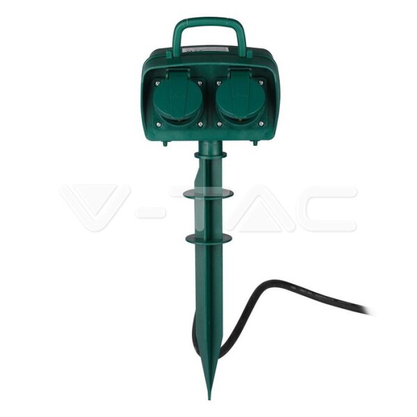 4 WAYS GARDEN SPIKE SOCKET( 3G 1.5MM*3M )-IP44-GREEN