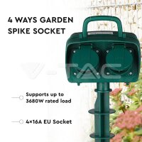 4 WAYS GARDEN SPIKE SOCKET( 3G 1.5MM*3M )-IP44-GREEN