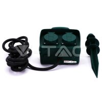 2 WAYS GARDEN SPIKE SOCKET WITH MECHANICAL TIMER 3G 1.5MM*3M )-IP44-GREEN