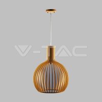 E27-WOODEN PENDANT LIGHT WITH CHROME DECORATIVE...