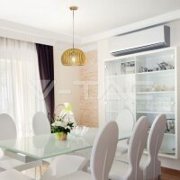 WOODEN PENDANT LIGHT WITH CHROME DECORATIVE-CAP+CANOPY+LAMPSHADE-E27-BIG ROUND-D:330*200MM