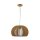 WOODEN PENDANT LIGHT WITH CHROME DECORATIVE-CAP+CANOPY+LAMPSHADE-E27-BIG ROUND-D:330*200MM