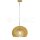 WOODEN PENDANT LIGHT WITH CHROME DECORATIVE-CAP+CANOPY+LAMPSHADE-E27-BIG ROUND-D:330*200MM