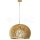 WOODEN PENDANT LIGHT WITH CHROME DECORATIVE-CAP+CANOPY+LAMPSHADE-E27-BIG ROUND-D:450*280MM
