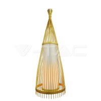 E27-WOODEN FLOOR LAMP WITH RATTAN LAMPSHADE-D:400*1500MM
