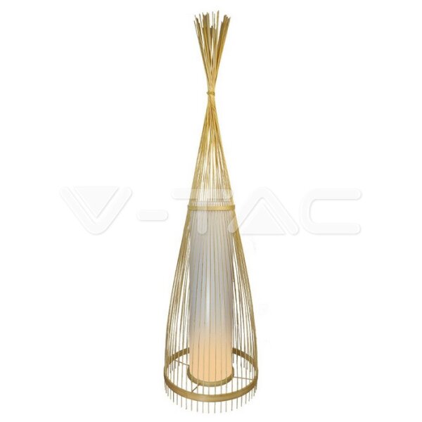 E27-WOODEN FLOOR LAMP WITH RATTAN LAMPSHADE-D:300*1000MM