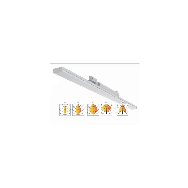 LED Leuchte 3 Phasenschiene, 1438x65 mm bis zu 60W, einstellbar 160lm/W, milchglas 120°