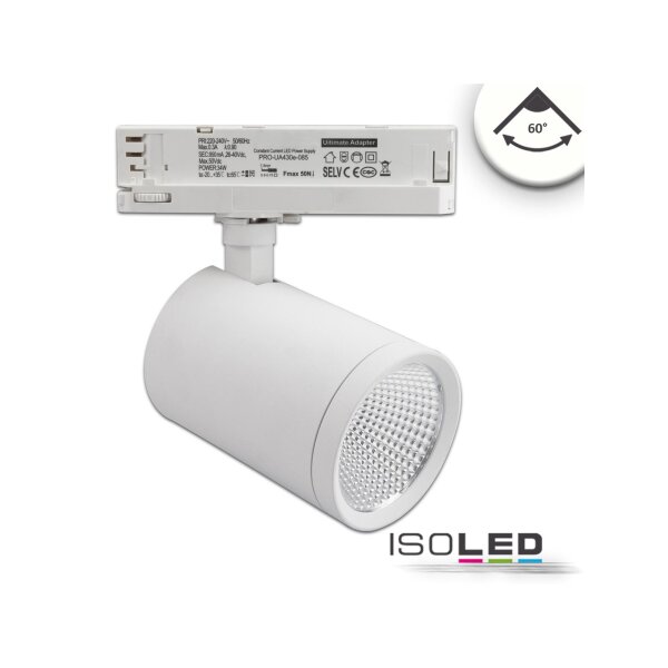 3-Phasen Schienen-Strahler, 35W, 60°, weiß matt, 4000K, CRI90
